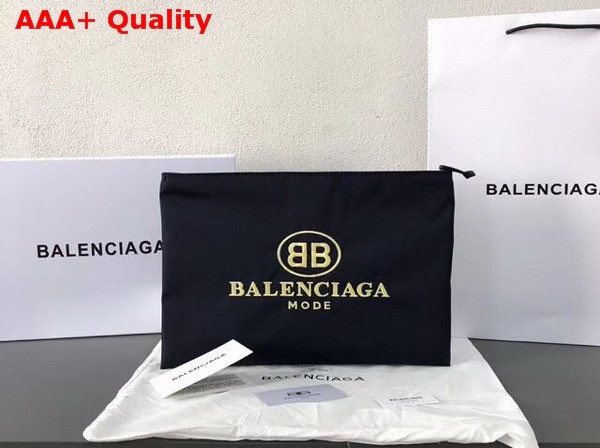 Balenciaga Explorer Pouch Navy Embroidered Balenciaga Mode Logo Replica