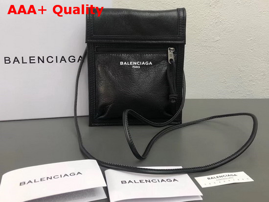 Balenciaga Explorer Pouch Strap Black Calfskin Replica