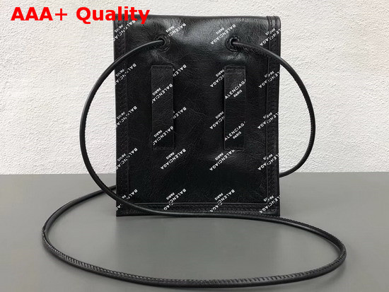 Balenciaga Explorer Pouch Strap Logos Black Calfskin Replica