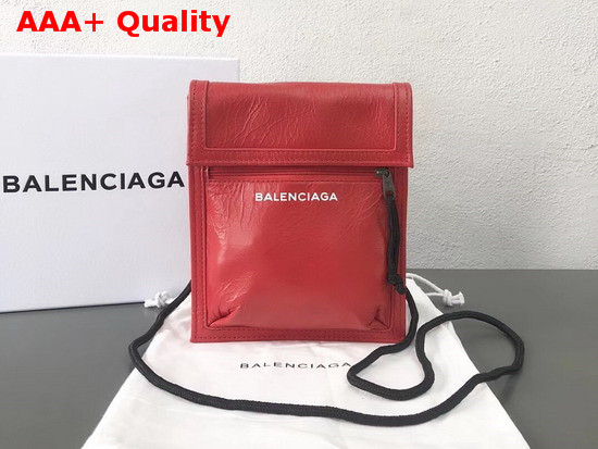 Balenciaga Explorer Pouch Strap Red Calfskin Replica