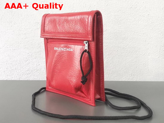 Balenciaga Explorer Pouch Strap Red Calfskin Replica