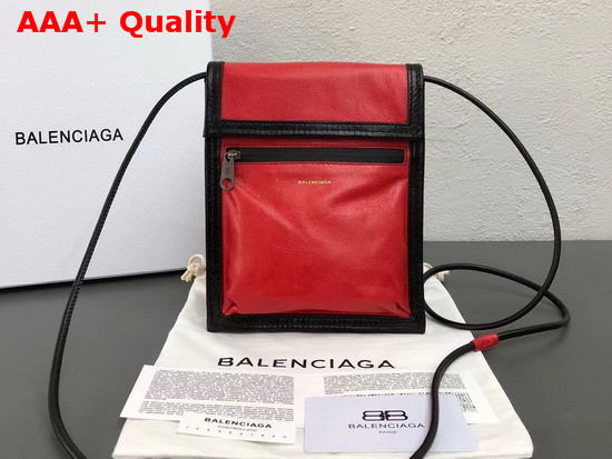 Balenciaga Explorer Pouch Strap Red and Black Calfskin Replica