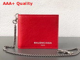 Balenciaga Explorer Square Wallet Chain Rouge Vif Clair Replica