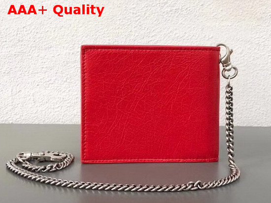 Balenciaga Explorer Square Wallet Chain Rouge Vif Clair Replica
