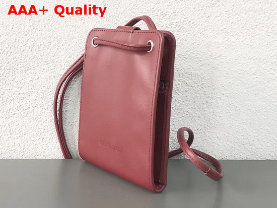 Balenciaga Explorer Strap Wallet Burgundy Soft Calfskin Replica