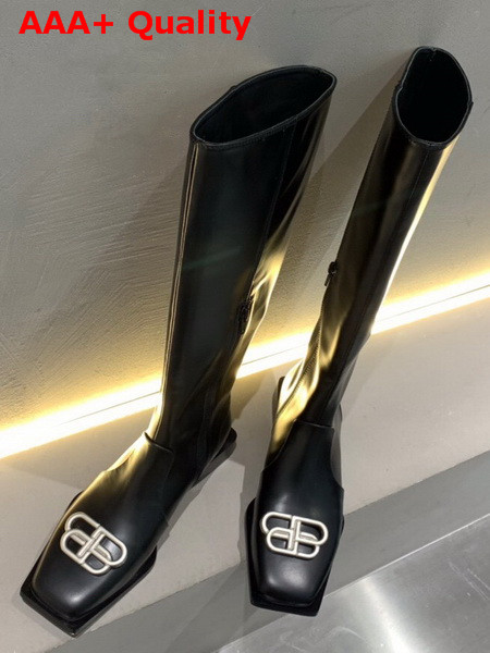 Balenciaga Flat Rim Boot in Black Smooth Calfskin Replica