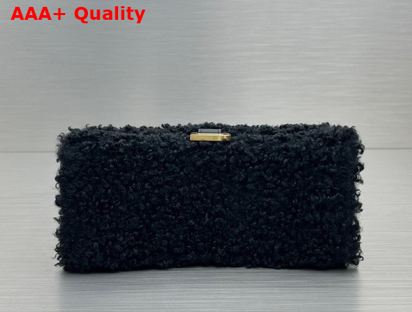Balenciaga Furry Hourglass Small Handbag in Black Technical Material Replica