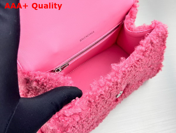 Balenciaga Furry Hourglass Small Handbag in Pink Technical Material Replica