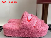 Balenciaga Furry Platform Sandal in Pink and Red Synthetic Material Replica