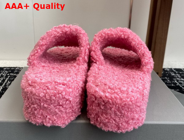 Balenciaga Furry Platform Sandal in Pink and Red Synthetic Material Replica