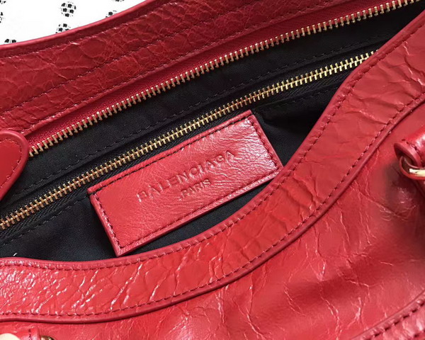 Balenciaga Gaint 12 Gold Medium City Handbag in Red Soft Crafted Vintage Lambskin For Sale
