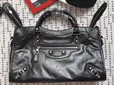 Balenciaga Gaint 12 Silver Medium City Handbag in Black Soft Crafted Vintage Lambskin For Sale
