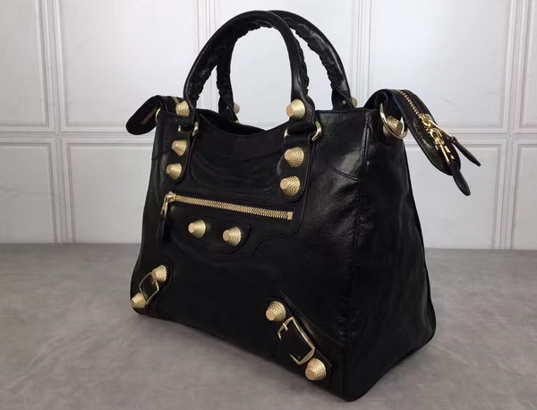 Balenciaga Giant City Handbag in Black Lambskin with Gold Hardware For Sale