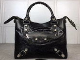 Balenciaga Giant City Handbag in Black Lambskin with Silver Metal Hardware For Sale