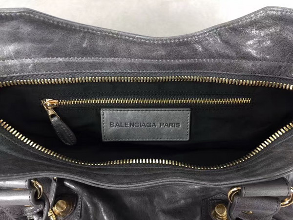 Balenciaga Giant City Handbag in Dark Grey Lambskin with Gold Metal Hardware For Sale
