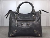 Balenciaga Giant City Handbag in Dark Grey Lambskin with Silver Metal Hardware For Sale