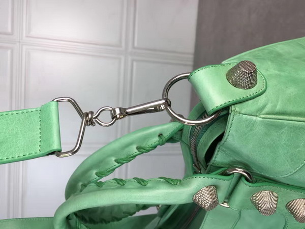 Balenciaga Giant City Handbag in Green Lambskin with Silver Metal Hardware For Sale