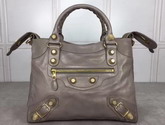 Balenciaga Giant City Handbag in Grey Lambskin with Gold Metal Hardware For Sale