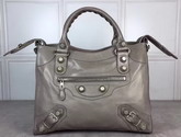 Balenciaga Giant City Handbag in Grey Lambskin with Silver Metal Hardware For Sale