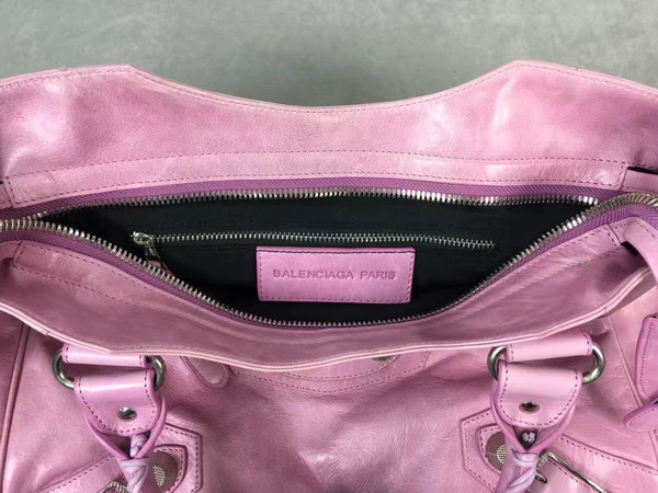Balenciaga Giant City Handbag in Pink Lambskin with Silver Metal Hardware For Sale