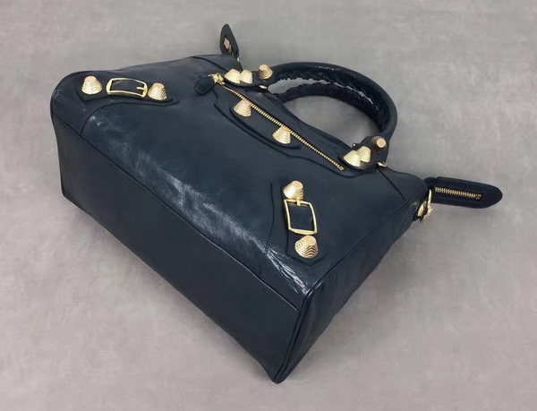 Balenciaga Giant City Handbag in Sapphire Blue Lambskin with Gold Metal Hardware For Sale