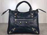 Balenciaga Giant City Handbag in Sapphire Blue Lambskin with Silver Metal Hardware For Sale