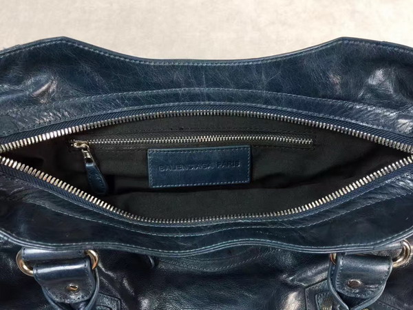 Balenciaga Giant City Handbag in Sapphire Blue Lambskin with Silver Metal Hardware For Sale