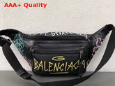 Balenciaga Graffiti Belt Bag in Black Replica