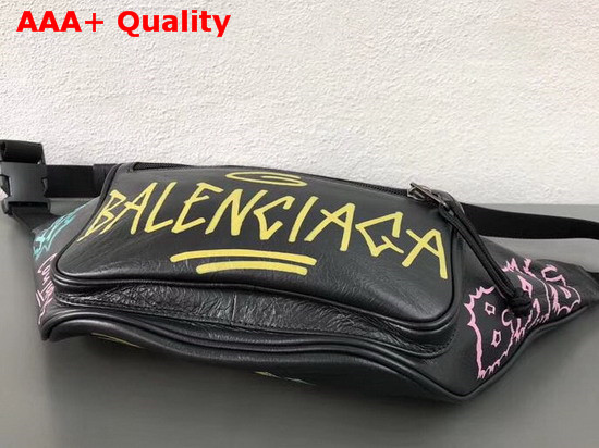Balenciaga Graffiti Belt Bag in Black Replica
