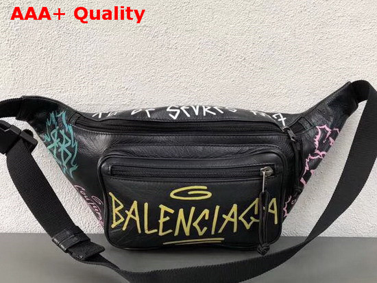 Balenciaga Graffiti Belt Bag in Black Replica
