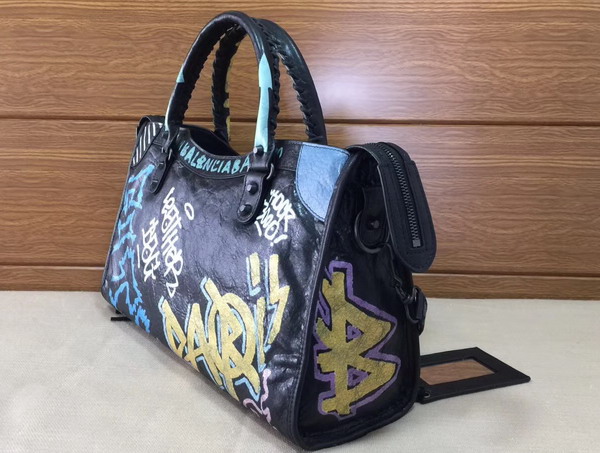 Balenciaga Graffiti Classic City Handbag in Black Replica