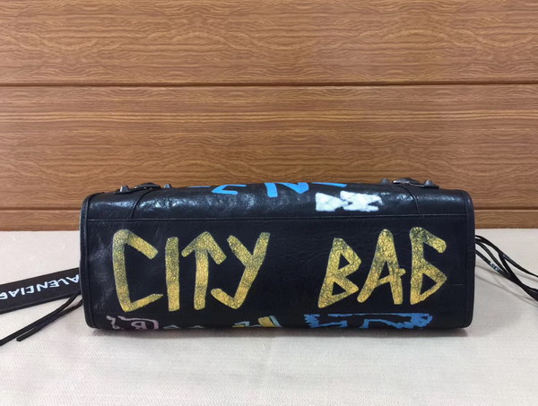 Balenciaga Graffiti Classic City Handbag in Black Replica