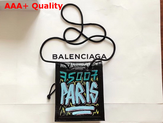 Balenciaga Graffiti Explorer Pouch Strap Natural Black Replica