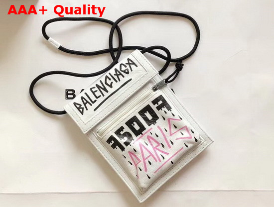 Balenciaga Graffiti Explorer Pouch Strap White Grey Replica