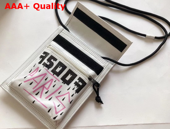 Balenciaga Graffiti Explorer Pouch Strap White Grey Replica