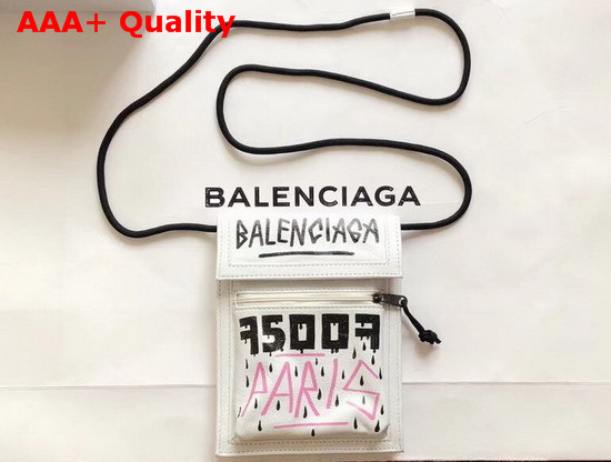 Balenciaga Graffiti Explorer Pouch Strap White Grey Replica