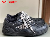 Balenciaga Hamptons Medium Worn Out Sneaker in Black Cowskin and Polyester Replica