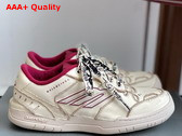 Balenciaga Hamptons Medium Worn Out Sneaker in Off White and Red Cowskin and Polyester Replica