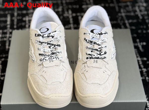 Balenciaga Hamptons Platform Sneaker in Beige and Black Brushed Suede Cowskin Replica