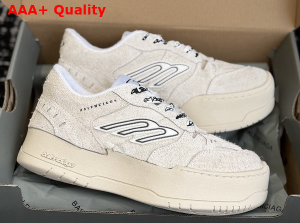 Balenciaga Hamptons Platform Sneaker in Beige and Black Brushed Suede Cowskin Replica