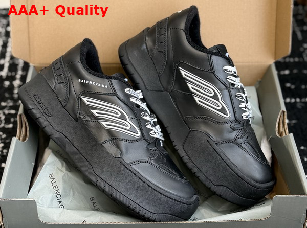 Balenciaga Hamptons Platform Sneaker in Black Cowskin and Polyester Replica