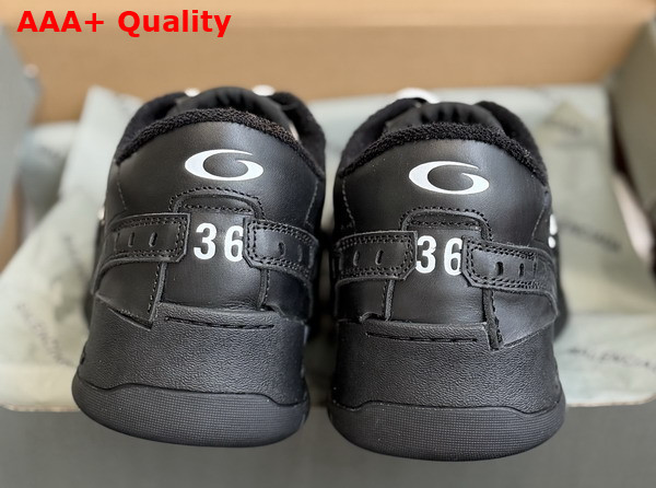 Balenciaga Hamptons Platform Sneaker in Black Cowskin and Polyester Replica