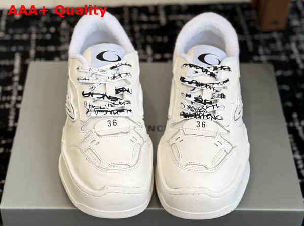 Balenciaga Hamptons Platform Sneaker in White Cowskin and Polyester Replica
