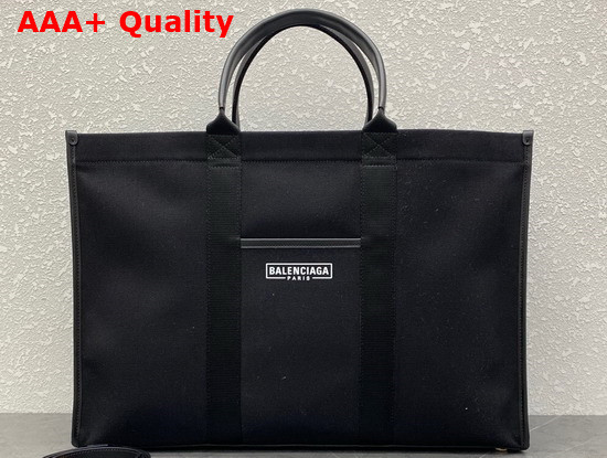Balenciaga Hardware Large Tote Bag in Black Cotton Canvas Replica