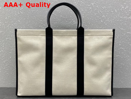 Balenciaga Hardware Large Tote Bag in Light Beige and Black Cotton Canvas Replica