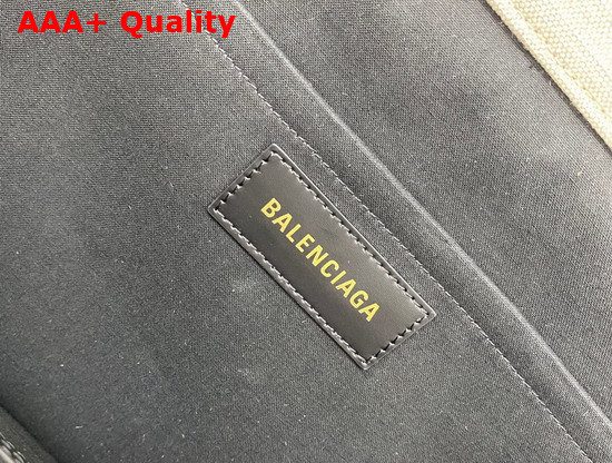 Balenciaga Hardware Large Tote Bag in Light Beige and Black Cotton Canvas Replica