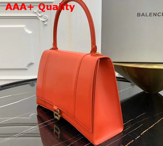Balenciaga Hourglass Medium Top Handle Bag in Orange Shiny Box Calfskin Replica