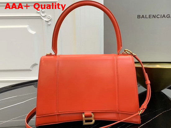 Balenciaga Hourglass Medium Top Handle Bag in Orange Shiny Box Calfskin Replica