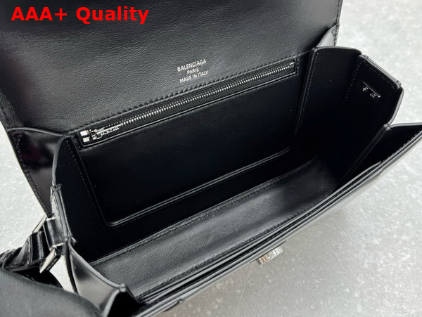 Balenciaga Hourglass Sling Bag Medium in Black Shiny Box Calfskin Replica