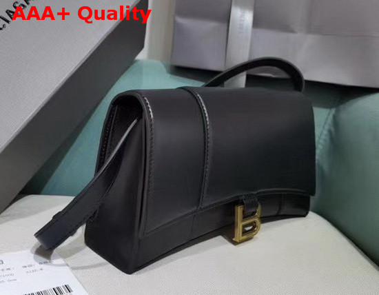 Balenciaga Hourglass Sling Bag Shoulder Bag in Black Box Calfskin Replica